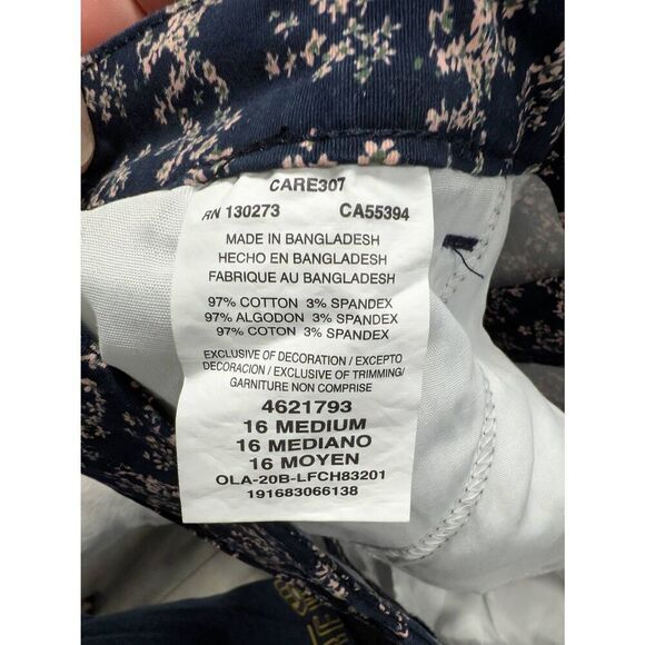 Lee Chino Shorts Med Regular Fit Blue Mid-Rise Ditzy Floral Women's Size 16 - Picture 5 of 6